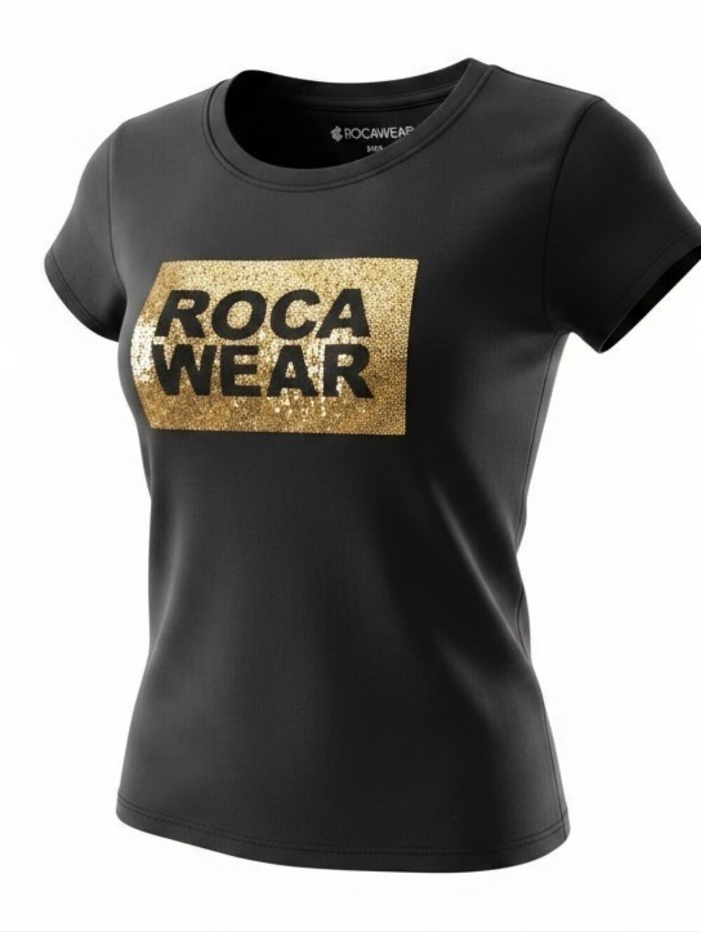 Rocawear Black Tee with Gold Sequin Logo
